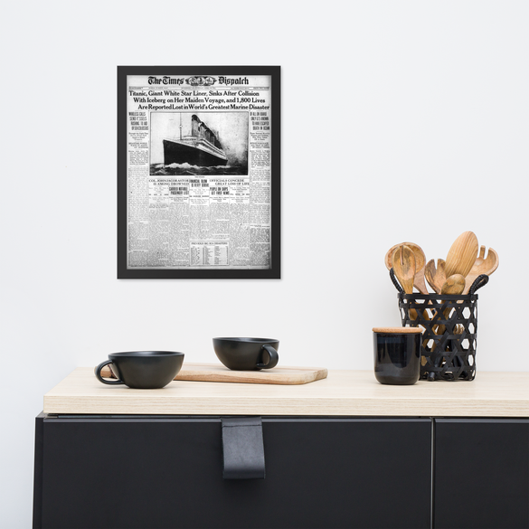 RMS Titanic, vintage newspaper, framed poster