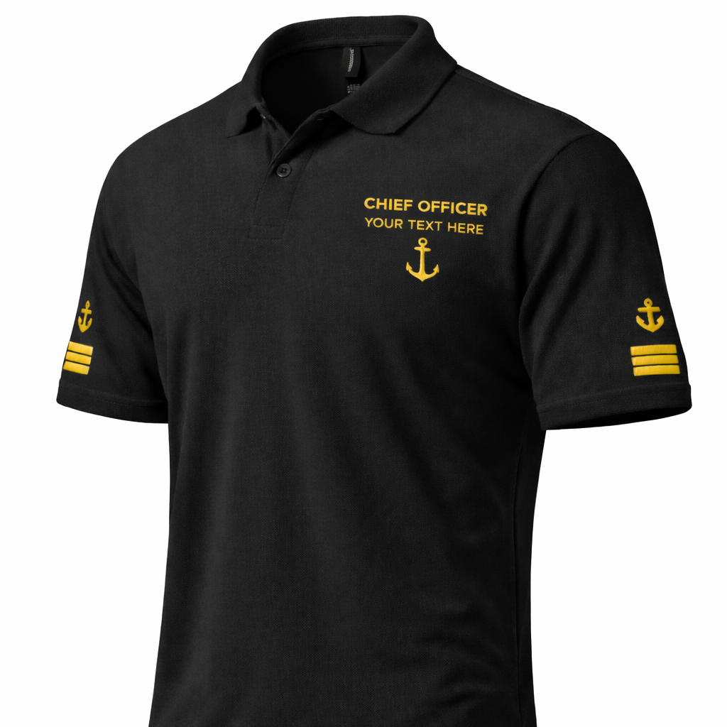 Merchant Navy Chief Officer Polo Shirt Personalized Uniform Embroidery