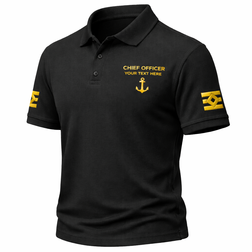 Merchant Navy Chief Officer Polo Shirt Personalized Uniform Embroidery