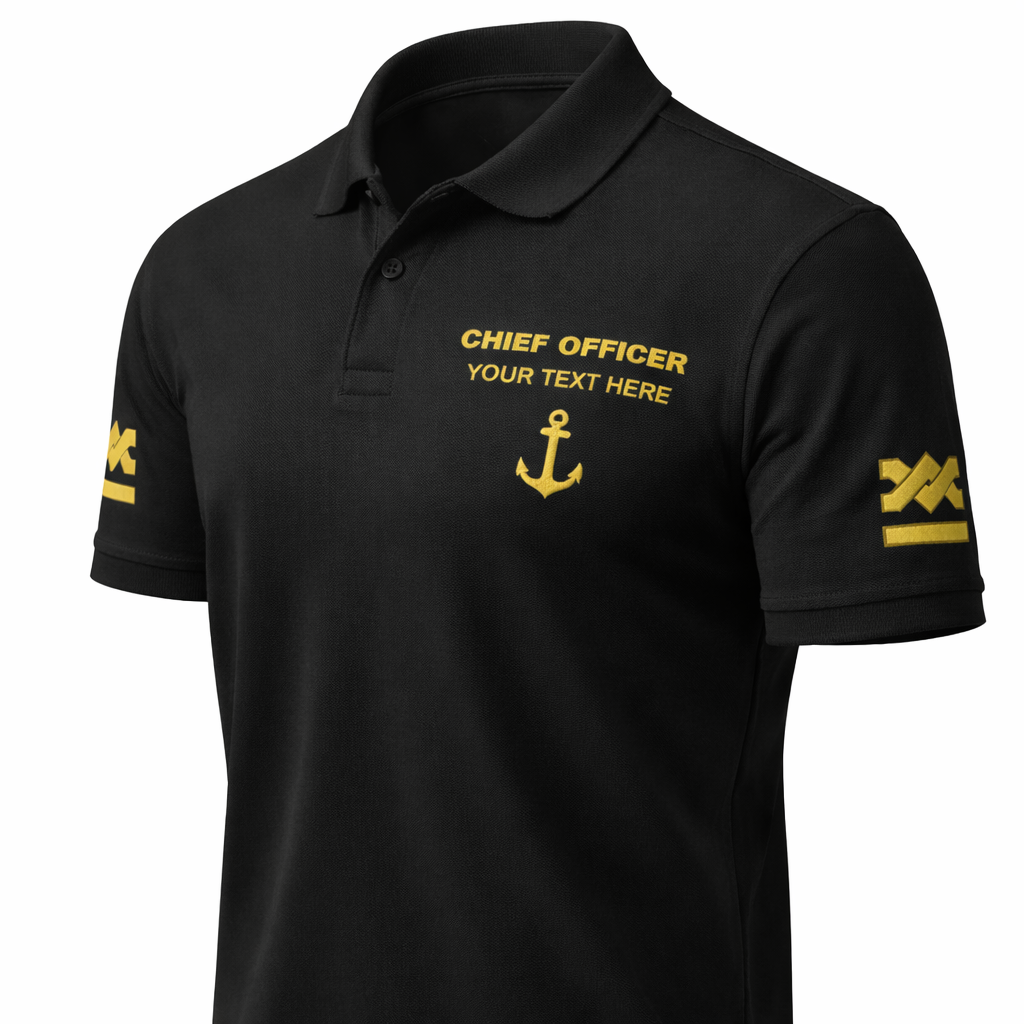 Merchant Navy Chief Officer Polo Shirt Personalized Uniform Embroidery
