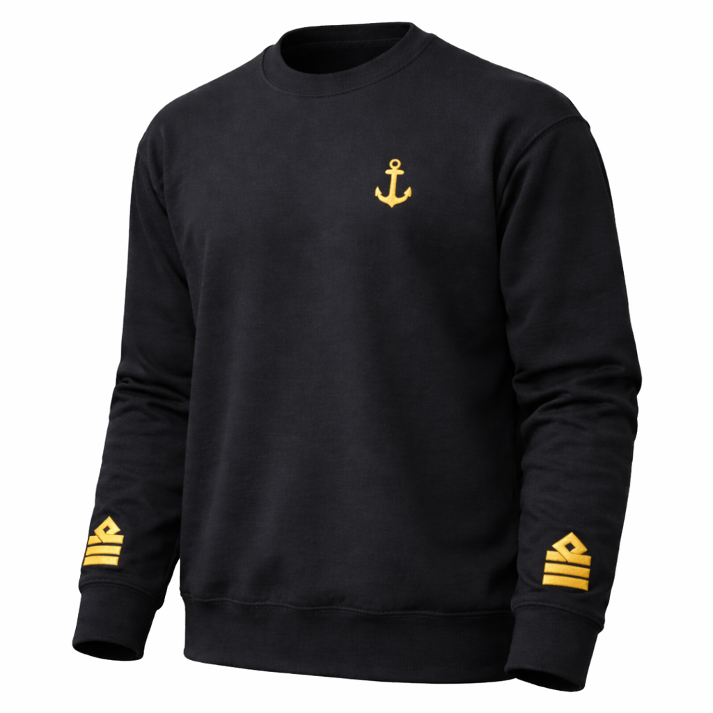 Merchant Navy Chief Officer Uniform Sweatshirt with Embroidered Anchor & Epaulettes