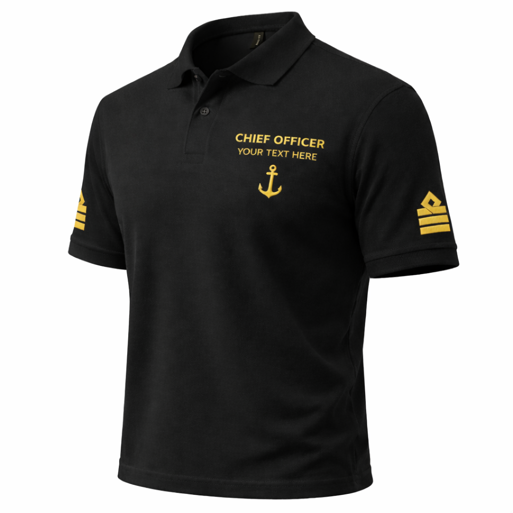 Merchant Navy Chief Officer Polo Shirt Personalized Uniform Embroidery