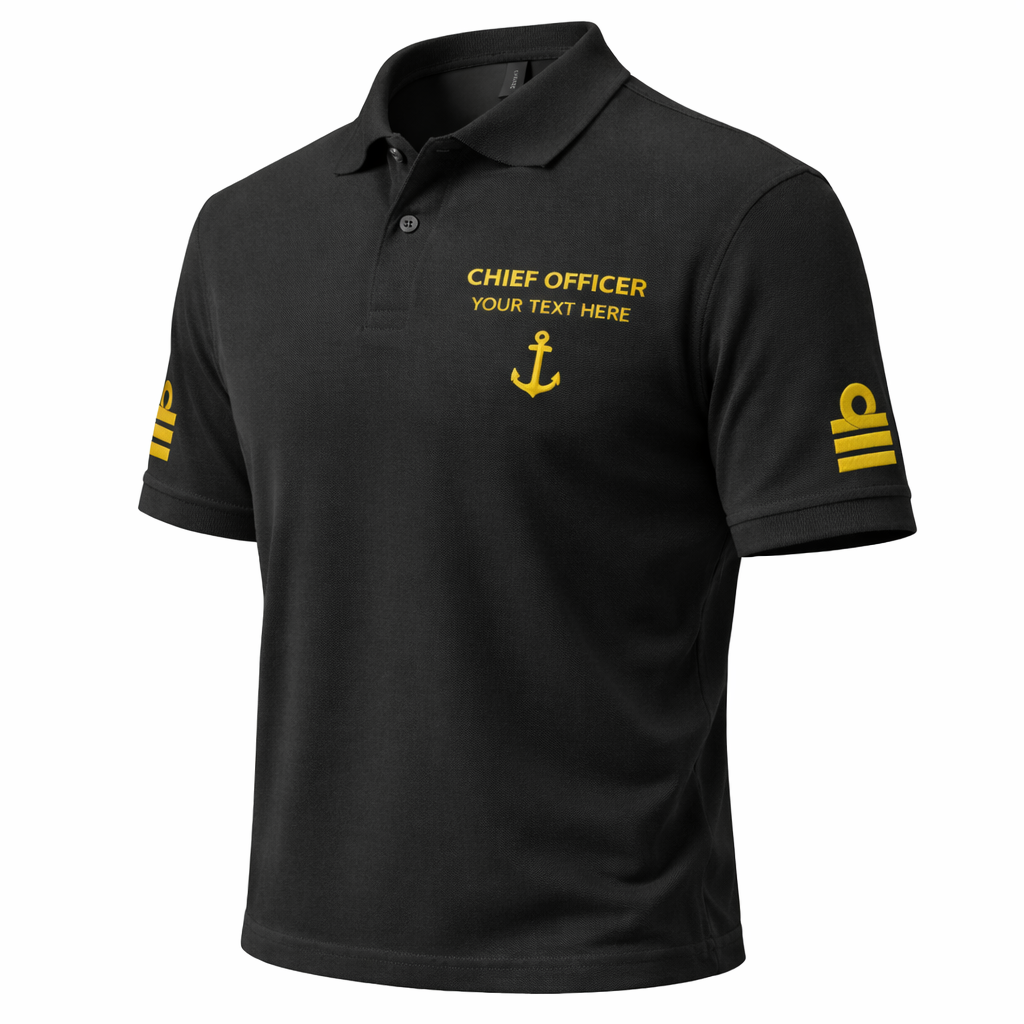 Merchant Navy Chief Officer Polo Shirt Personalized Uniform Embroidery