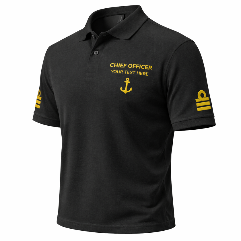 Merchant Navy Chief Officer Polo Shirt Personalized Uniform Embroidery