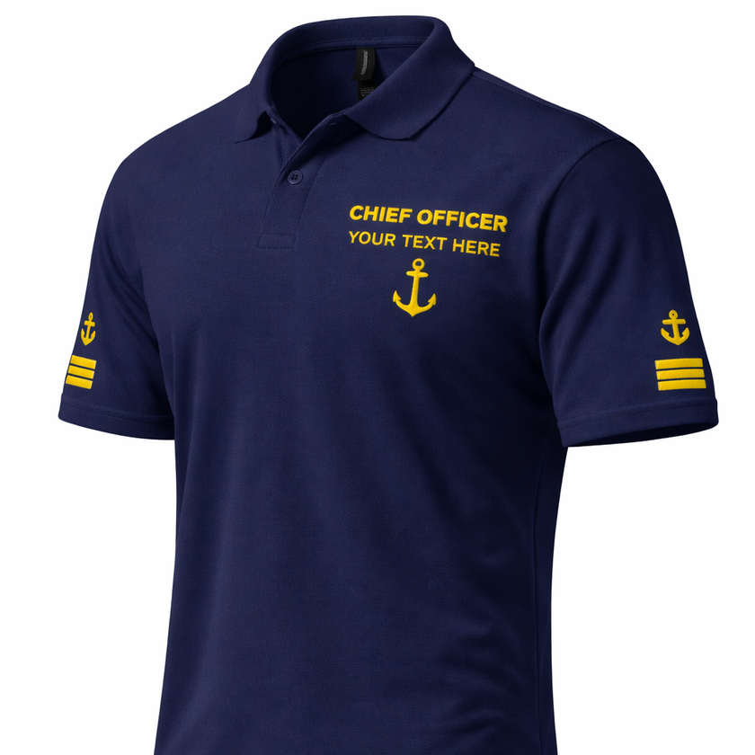 Merchant Navy Chief Officer Polo Shirt Personalized Uniform Embroidery