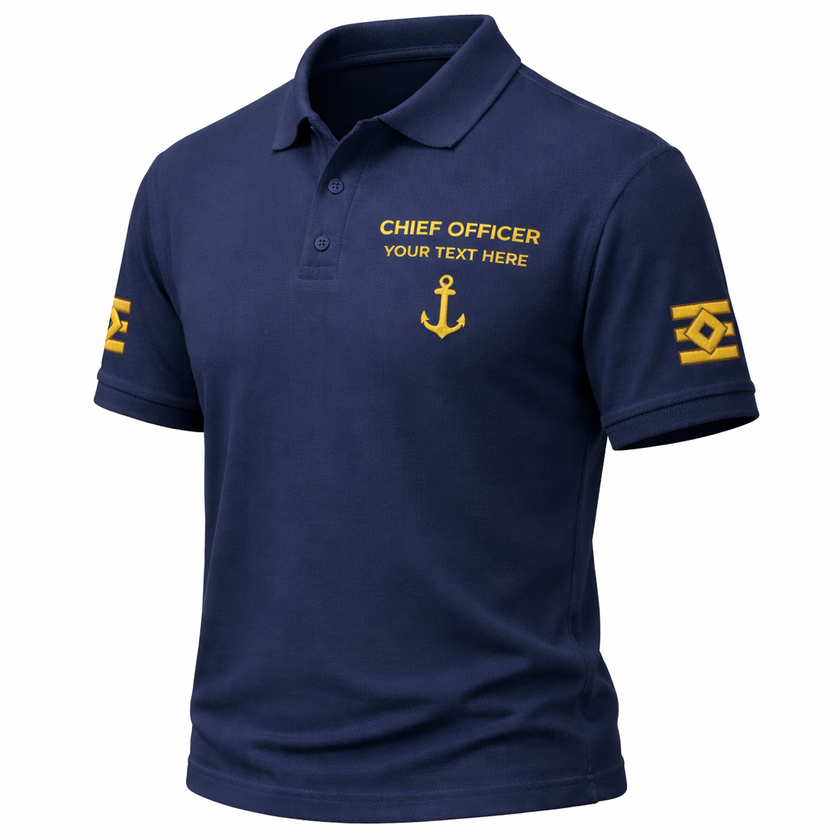 Merchant Navy Chief Officer Polo Shirt Personalized Uniform Embroidery