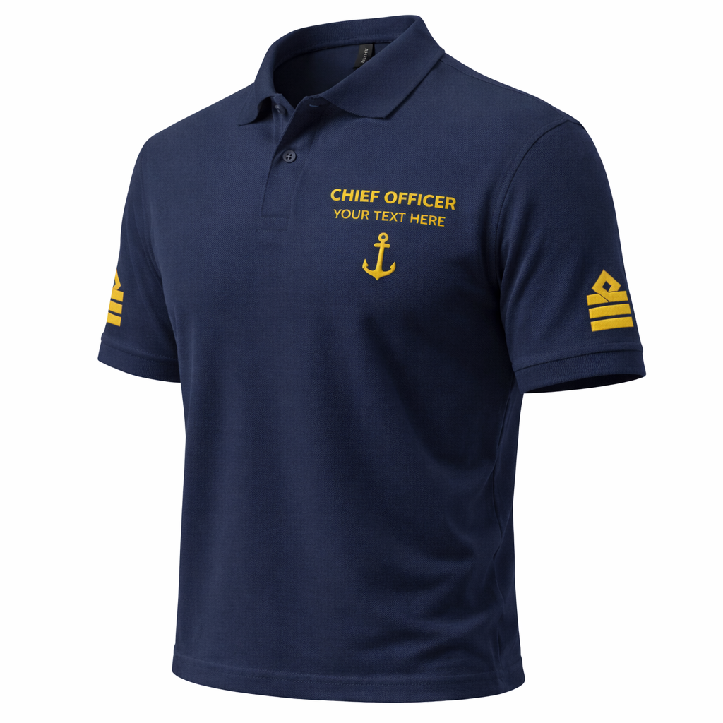 Merchant Navy Chief Officer Polo Shirt Personalized Uniform Embroidery