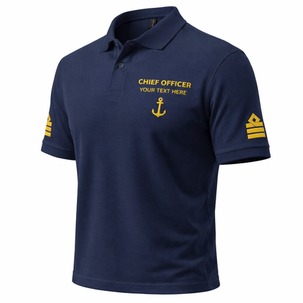 Merchant Navy Chief Officer Polo Shirt Personalized Uniform Embroidery