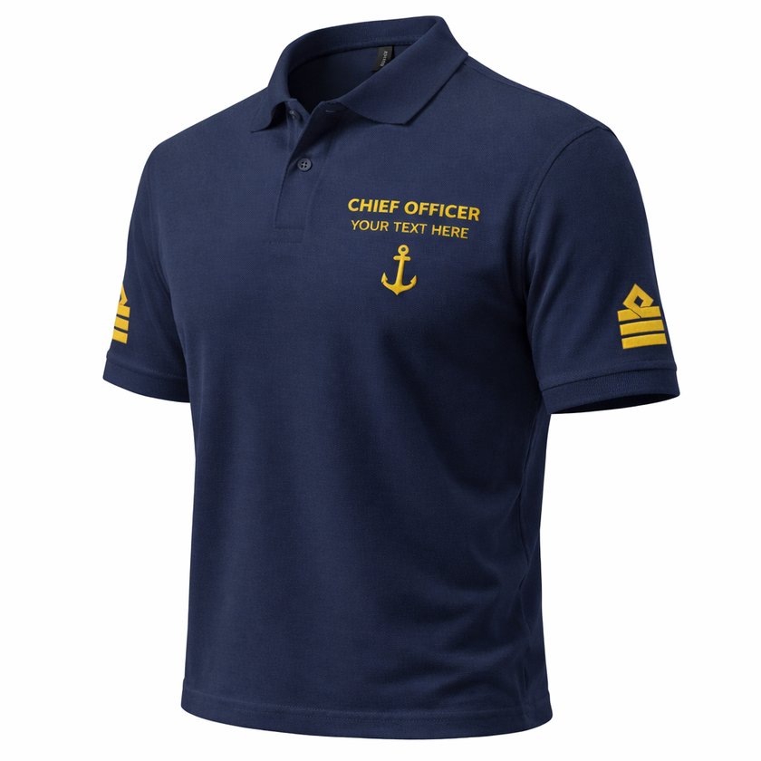 Merchant Navy Chief Officer Polo Shirt Personalized Uniform Embroidery