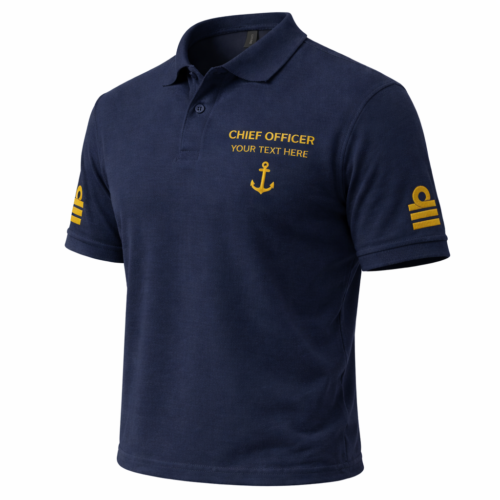 Merchant Navy Chief Officer Polo Shirt Personalized Uniform Embroidery