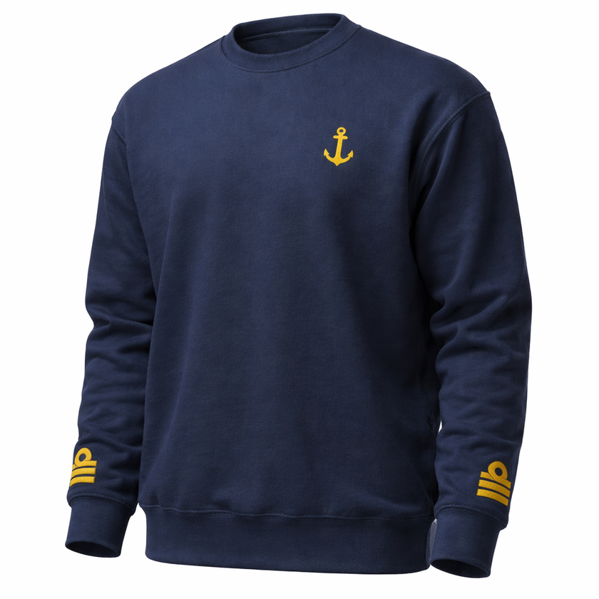 Merchant Navy Chief Officer Uniform Sweatshirt with Embroidered Anchor & Epaulettes