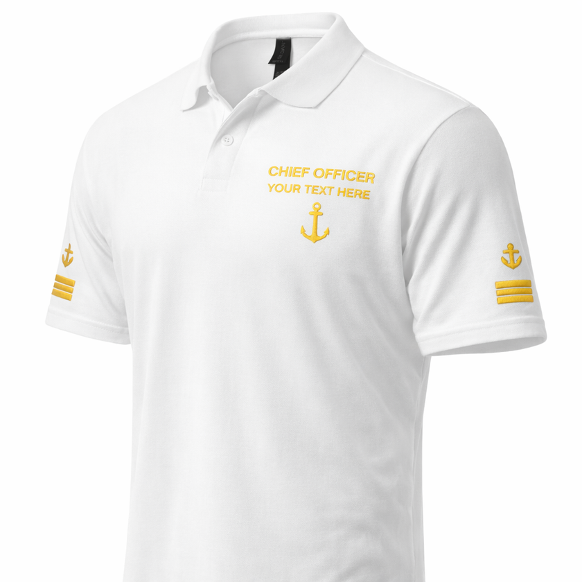 Merchant Navy Chief Officer Polo Shirt Personalized Uniform Embroidery