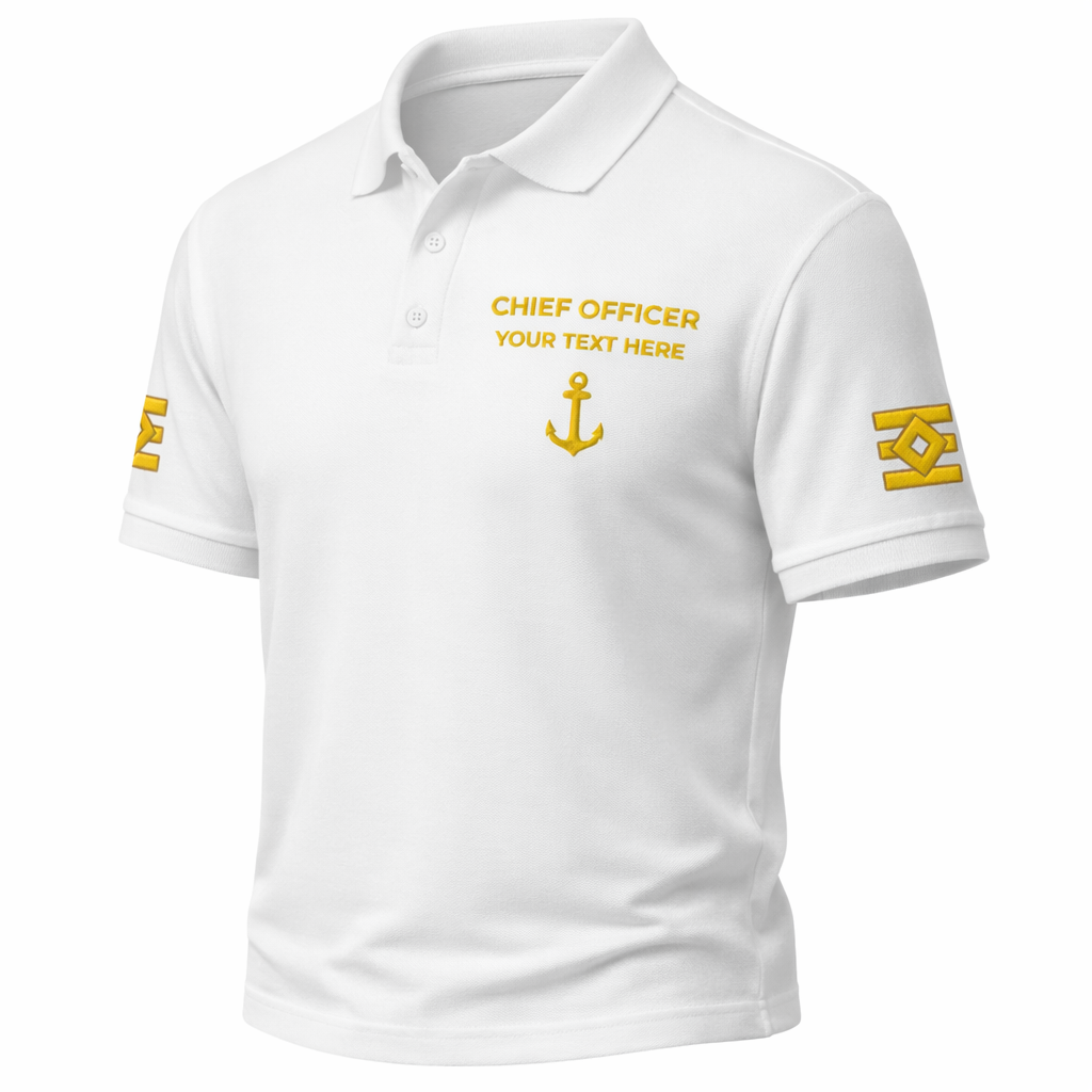 Merchant Navy Chief Officer Polo Shirt Personalized Uniform Embroidery