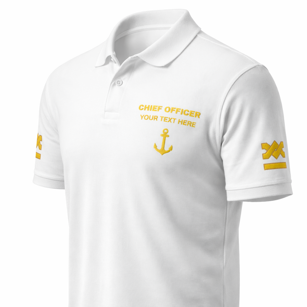 Merchant Navy Chief Officer Polo Shirt Personalized Uniform Embroidery