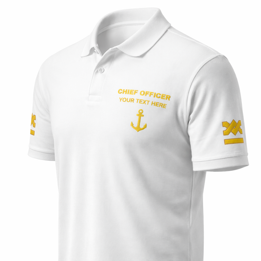 Merchant Navy Chief Officer Polo Shirt Personalized Uniform Embroidery