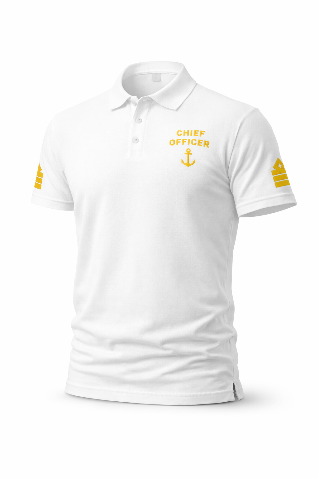 Poloshirt für die Chief Officer-Uniform mit Stickereien auf der linken Brust und den Ärmeln