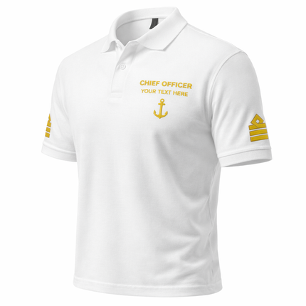 Merchant Navy Chief Officer Polo Shirt Personalized Uniform Embroidery