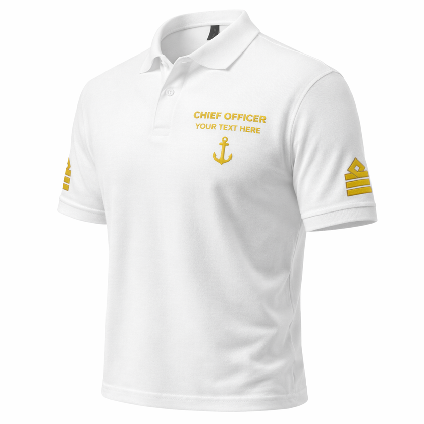 Merchant Navy Chief Officer Polo Shirt Personalized Uniform Embroidery