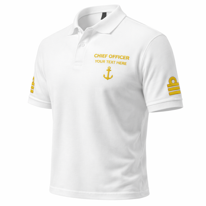 Merchant Navy Chief Officer Polo Shirt Personalized Uniform Embroidery