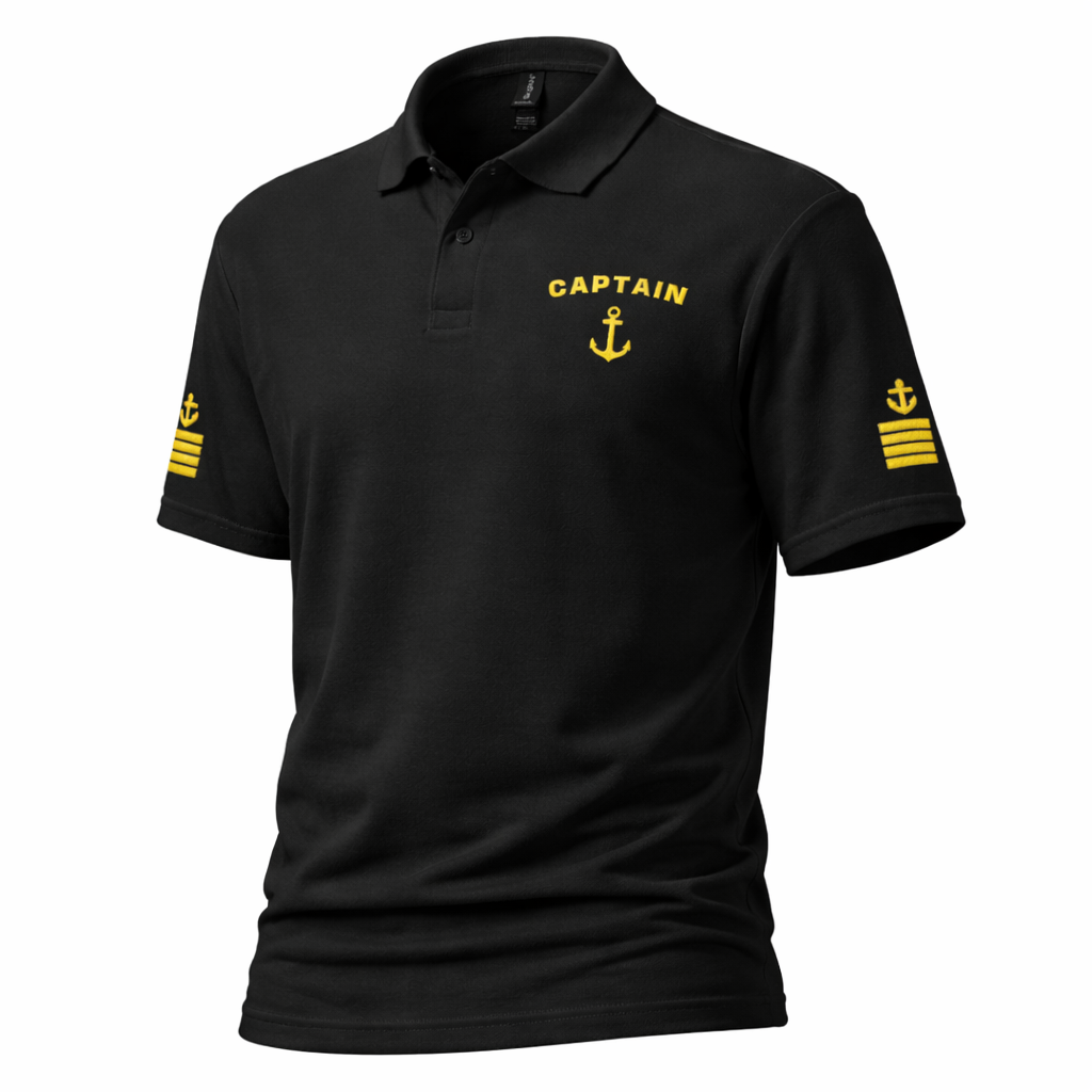 Captain Merchant Navy Uniform Polo Shirt – Professional Maritime Officer Apparel