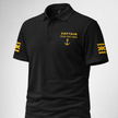 Captain Polo Shirt with Embroidered Epaulettes and Custom Rank Text