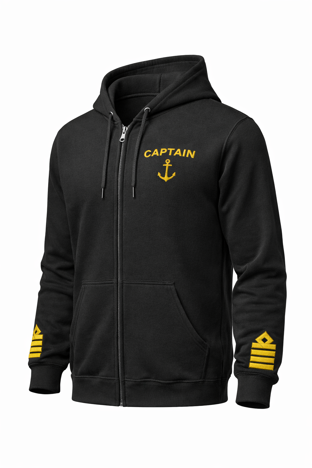 Captain Uniform Zip Hoodie with Rank Embroidery & Epaulettes