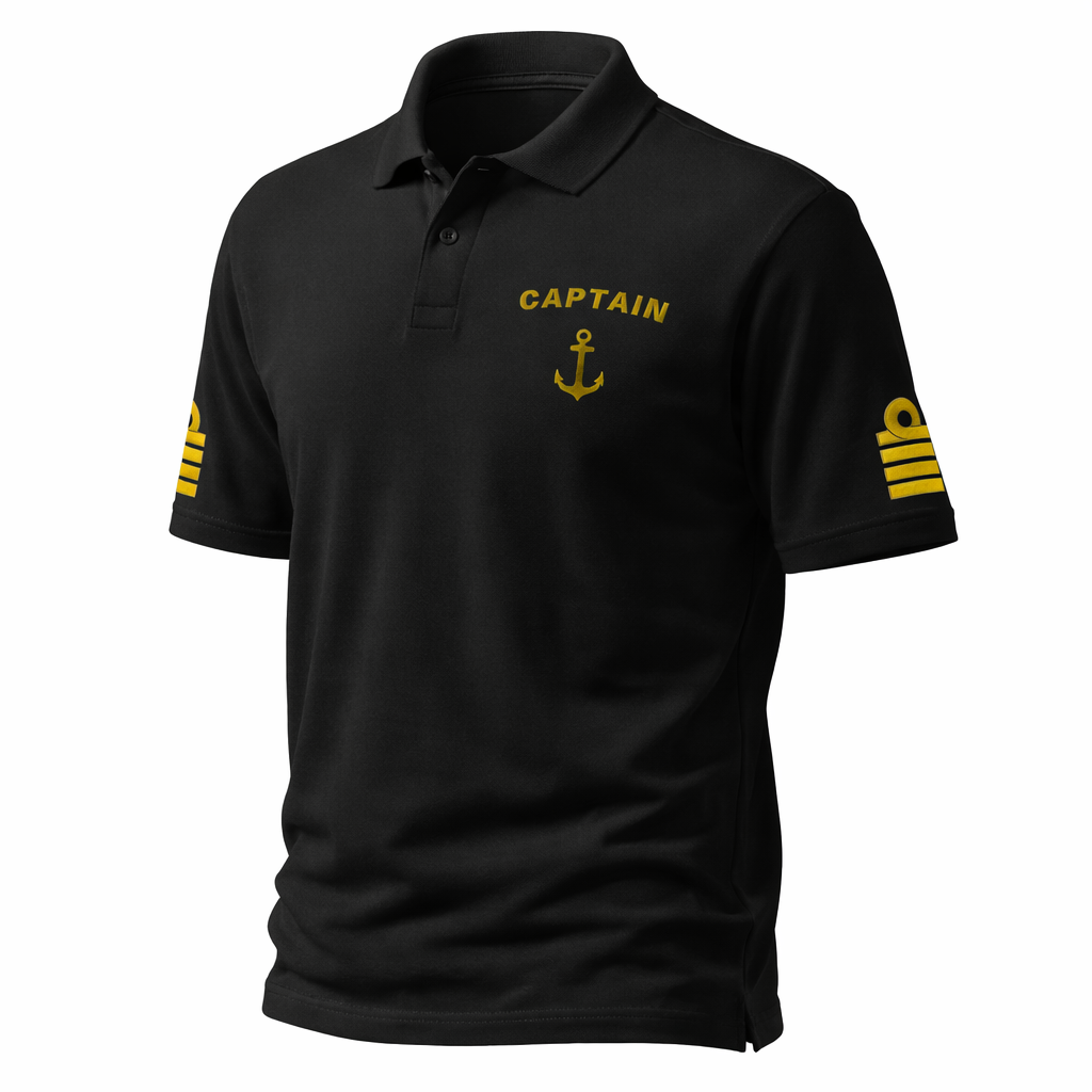 Captain Merchant Navy Uniform Polo Shirt – Professional Maritime Officer Apparel