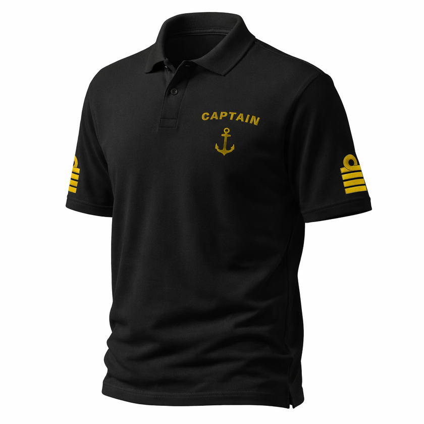 Captain Merchant Navy Uniform Polo Shirt – Professional Maritime Officer Apparel