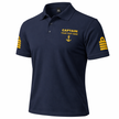 Captain Polo Shirt with Embroidered Epaulettes and Custom Rank Text