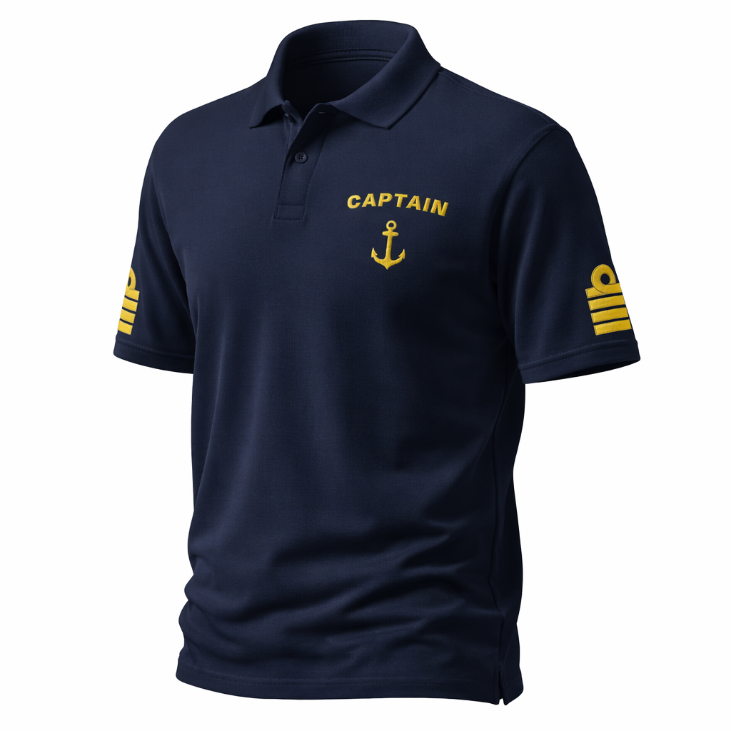 Captain Merchant Navy Uniform Polo Shirt – Professional Maritime Officer Apparel