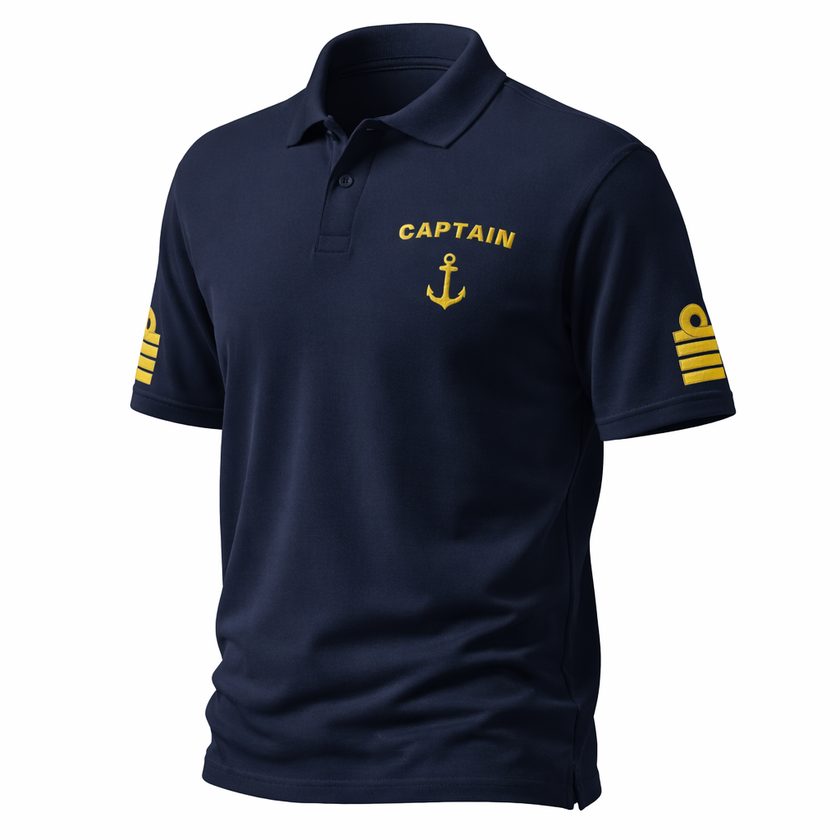 Captain Merchant Navy Uniform Polo Shirt – Professional Maritime Officer Apparel