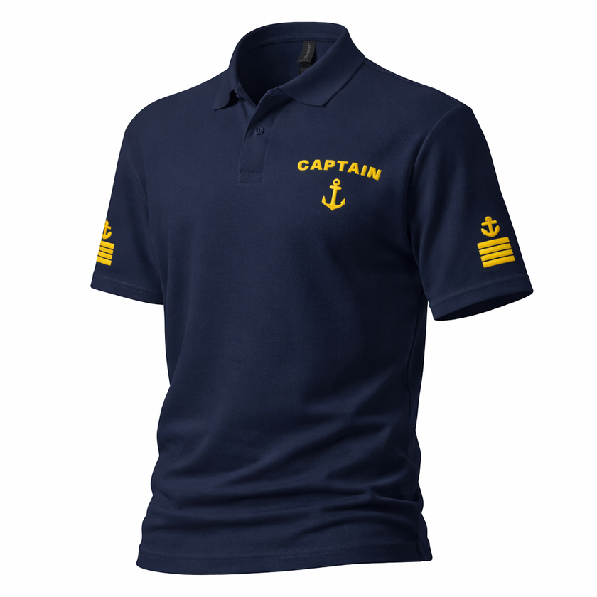 Captain Merchant Navy Uniform Polo Shirt – Professional Maritime Officer Apparel