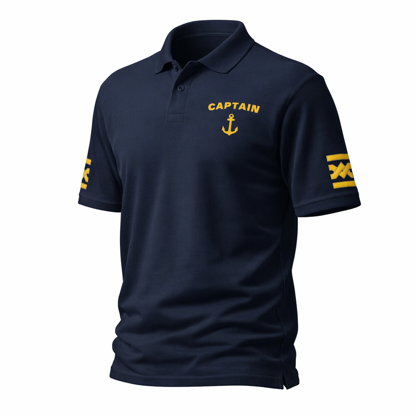 Captain Merchant Navy Uniform Polo Shirt – Professional Maritime Officer Apparel
