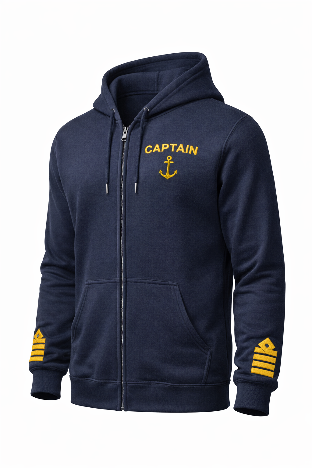 Captain Uniform Zip Hoodie with Rank Embroidery & Epaulettes