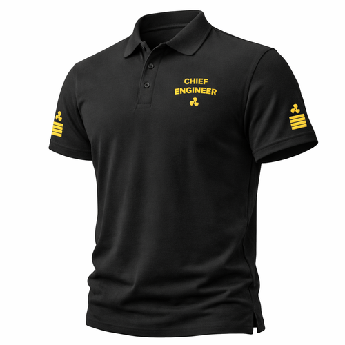 Chief Engineer Uniform Polo Shirt with Embroidered Rank Insignia