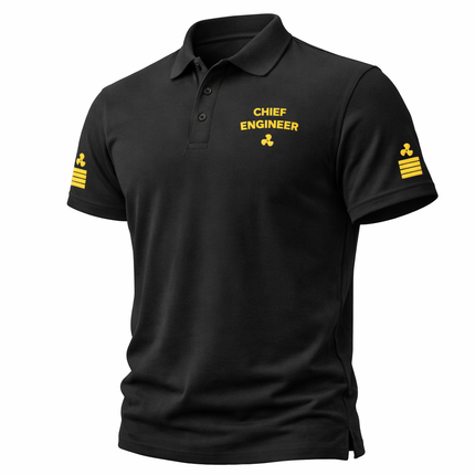 Chief Engineer Uniform Polo Shirt with Embroidered Rank Insignia