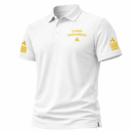 Chief Engineer Uniform Polo Shirt with Embroidered Rank Insignia