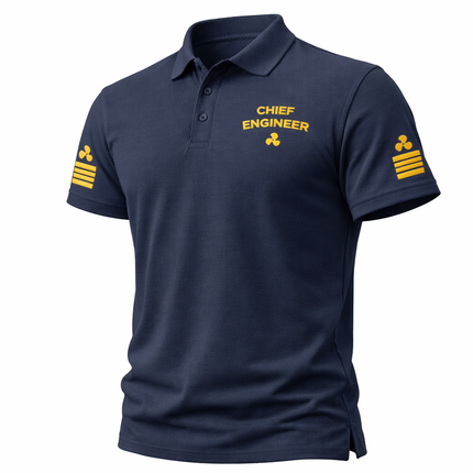 Chief Engineer Uniform Polo Shirt with Embroidered Rank Insignia