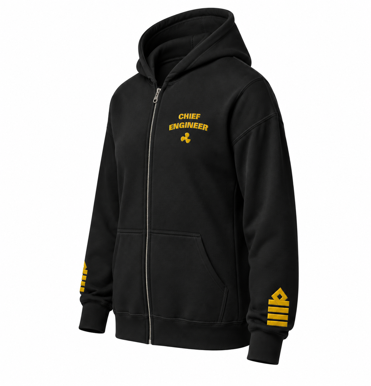 Chief Engineer Uniform Zip Hoodie – Epaulettes & Rank Embroidery