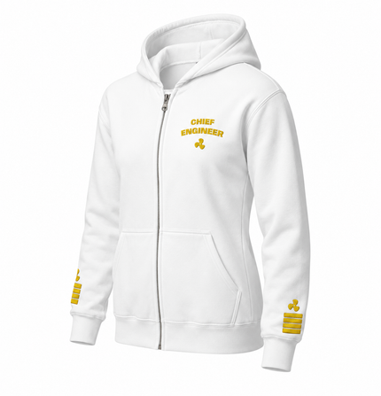 Chief Engineer Uniform Zip Hoodie – Epaulettes & Rank Embroidery