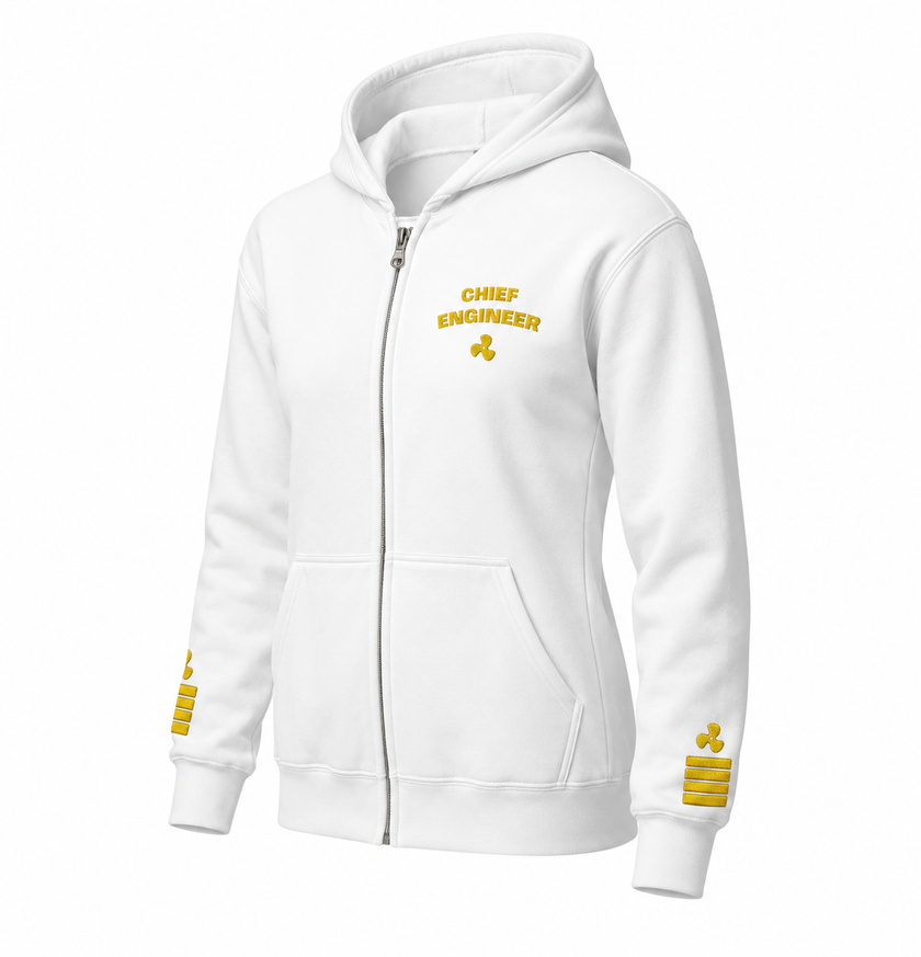 Chief Engineer Uniform Zip Hoodie – Epaulettes & Rank Embroidery