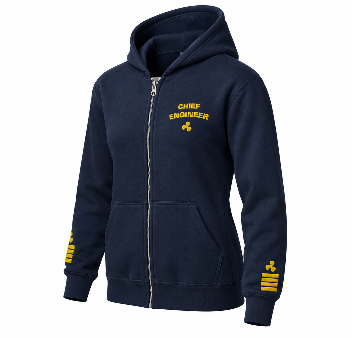 Chief Engineer Uniform Zip Hoodie – Epaulettes & Rank Embroidery