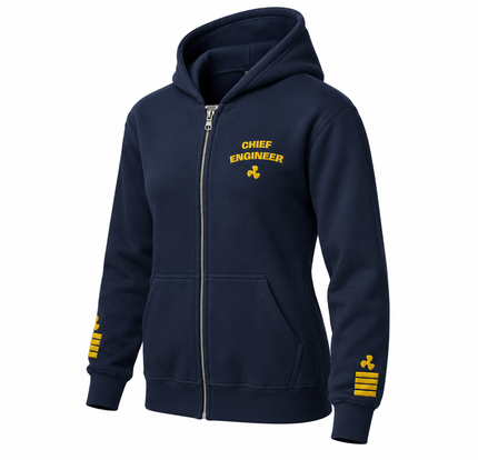 Chief Engineer Uniform Zip Hoodie – Epaulettes & Rank Embroidery