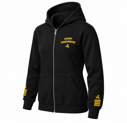 Chief Engineer Uniform Zip Hoodie – Epaulettes & Rank Embroidery