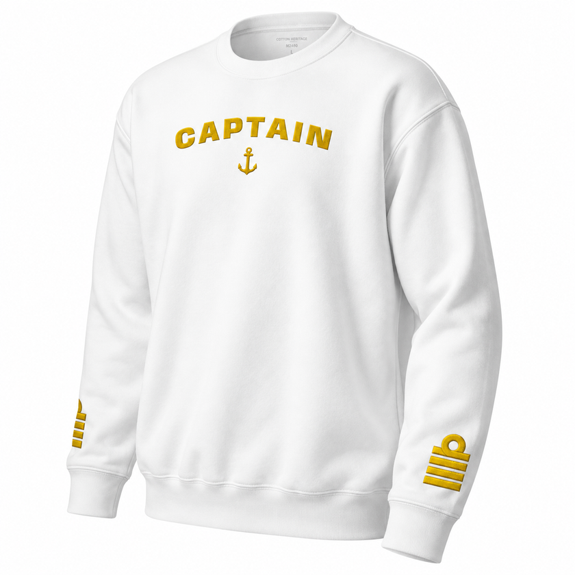 Captain's Uniform Sweatshirt with Embroidered Epaulettes