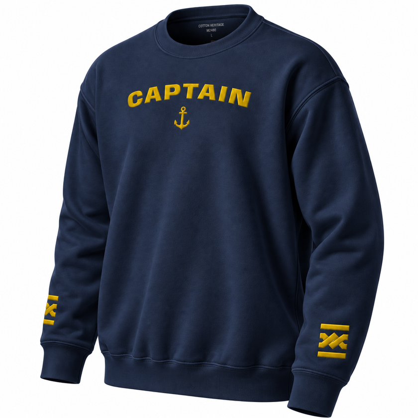 Captain's Uniform Sweatshirt with Embroidered Epaulettes