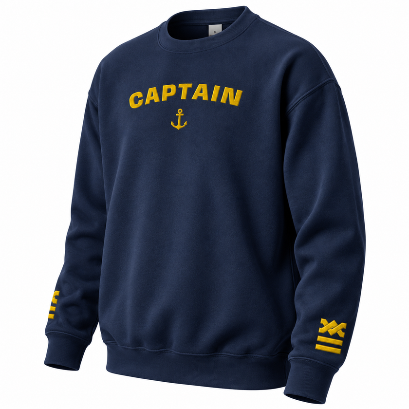 Captain's Uniform Sweatshirt with Embroidered Epaulettes