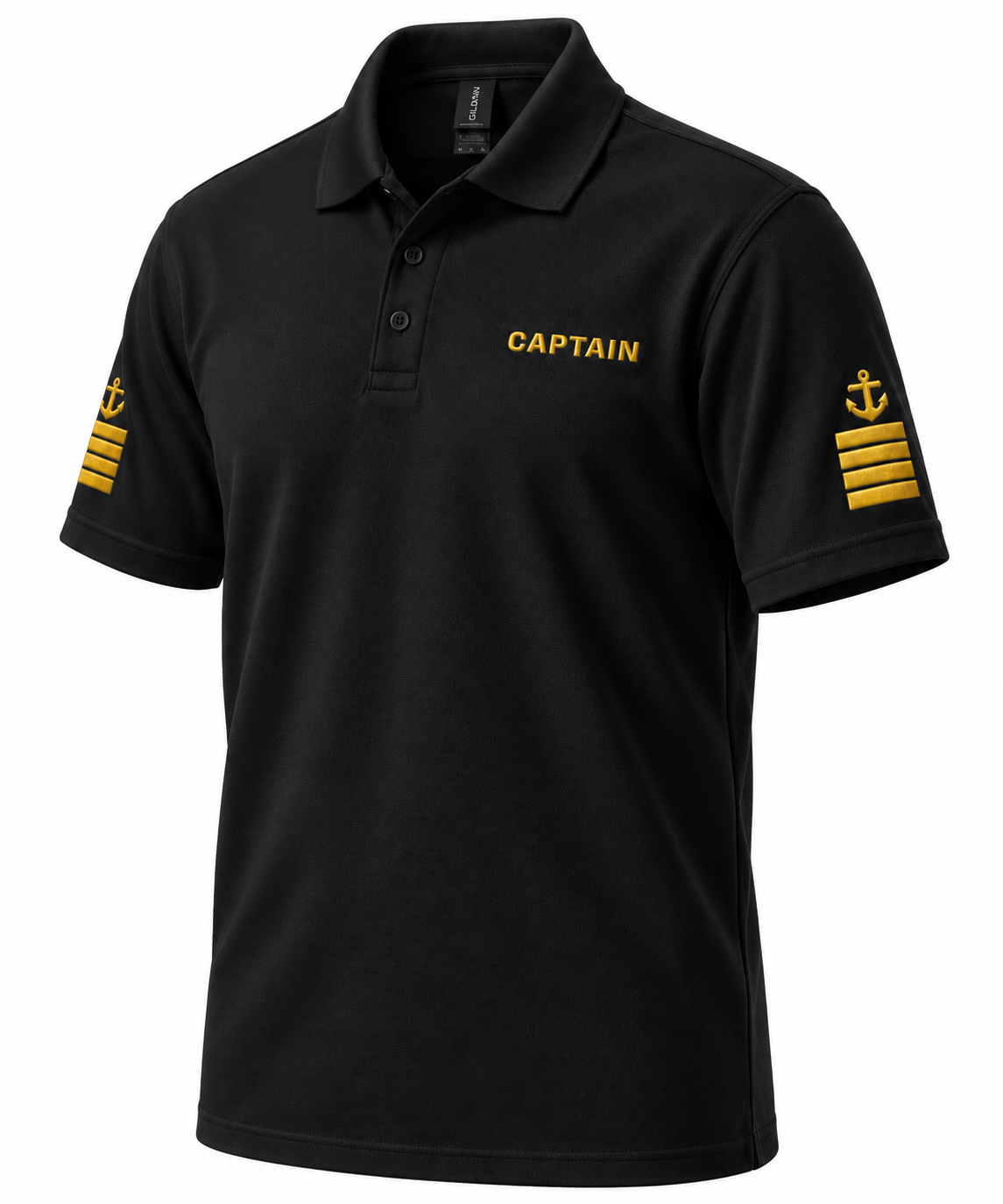 Polo de uniforme de capitán de superyate con bordado.