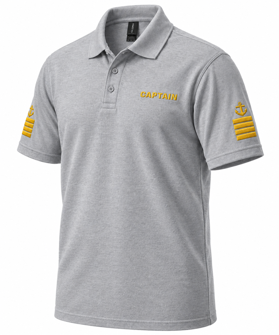 Polo de uniforme de capitán de superyate con bordado.