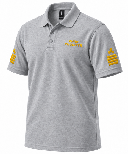 Polo de uniforme de ingeniero jefe de superyate con bordado.